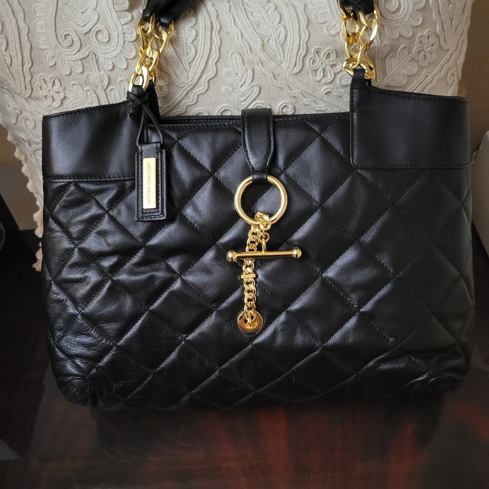 Antonio Melani black leather handbag, New with dustbag